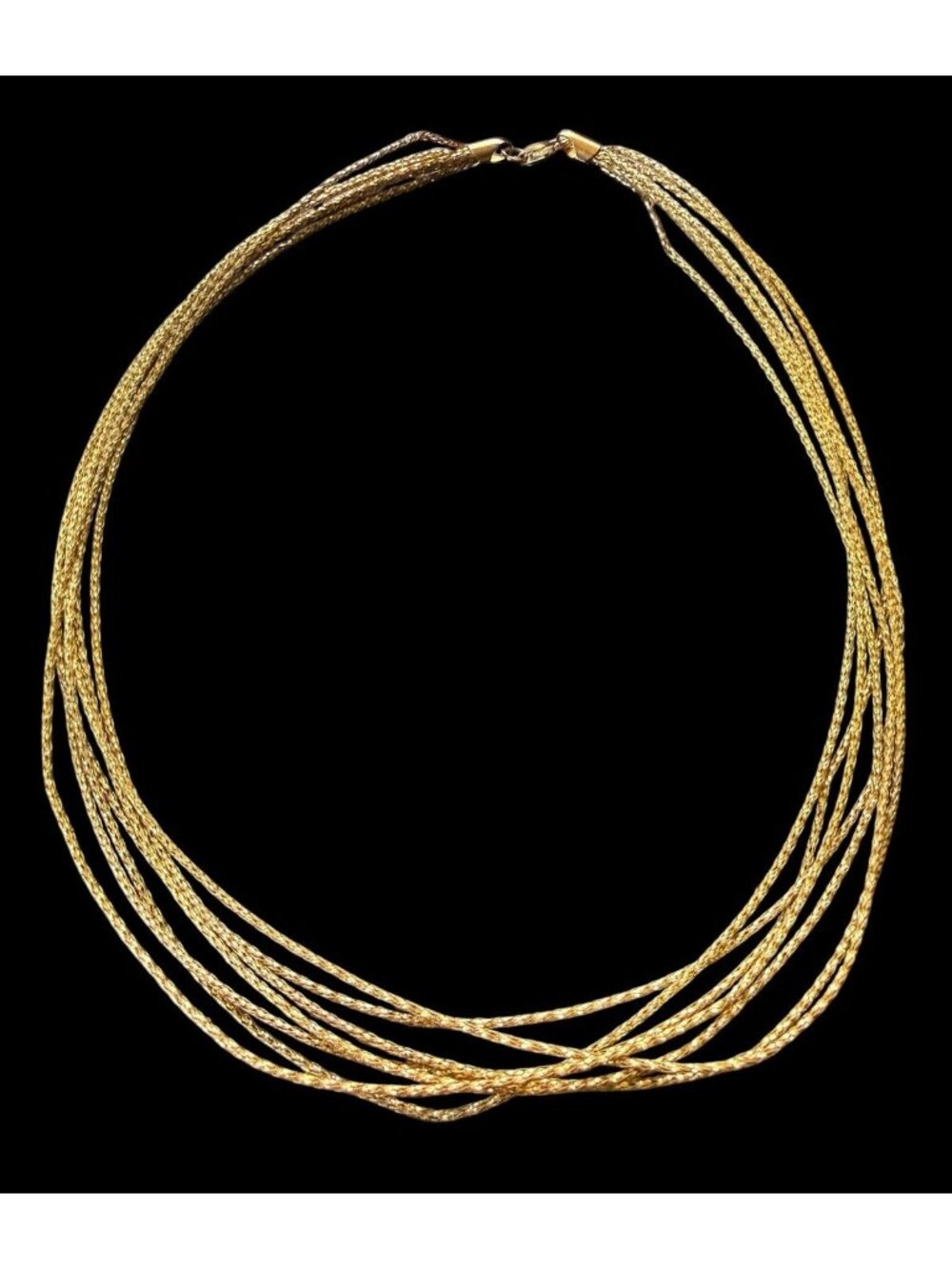 925 Italy LIRM Gold Over Sterling 7 Strand Chain Necklace 15”